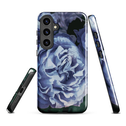 'Blue Rose' Samsung Galaxy S24 Plus tough phone case - protective glossy case NZ Australia