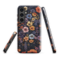 Phone case with colourful wildflowers on dark background, floral art design