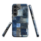 Indigo patchwork phone case | Textured blue design NZ