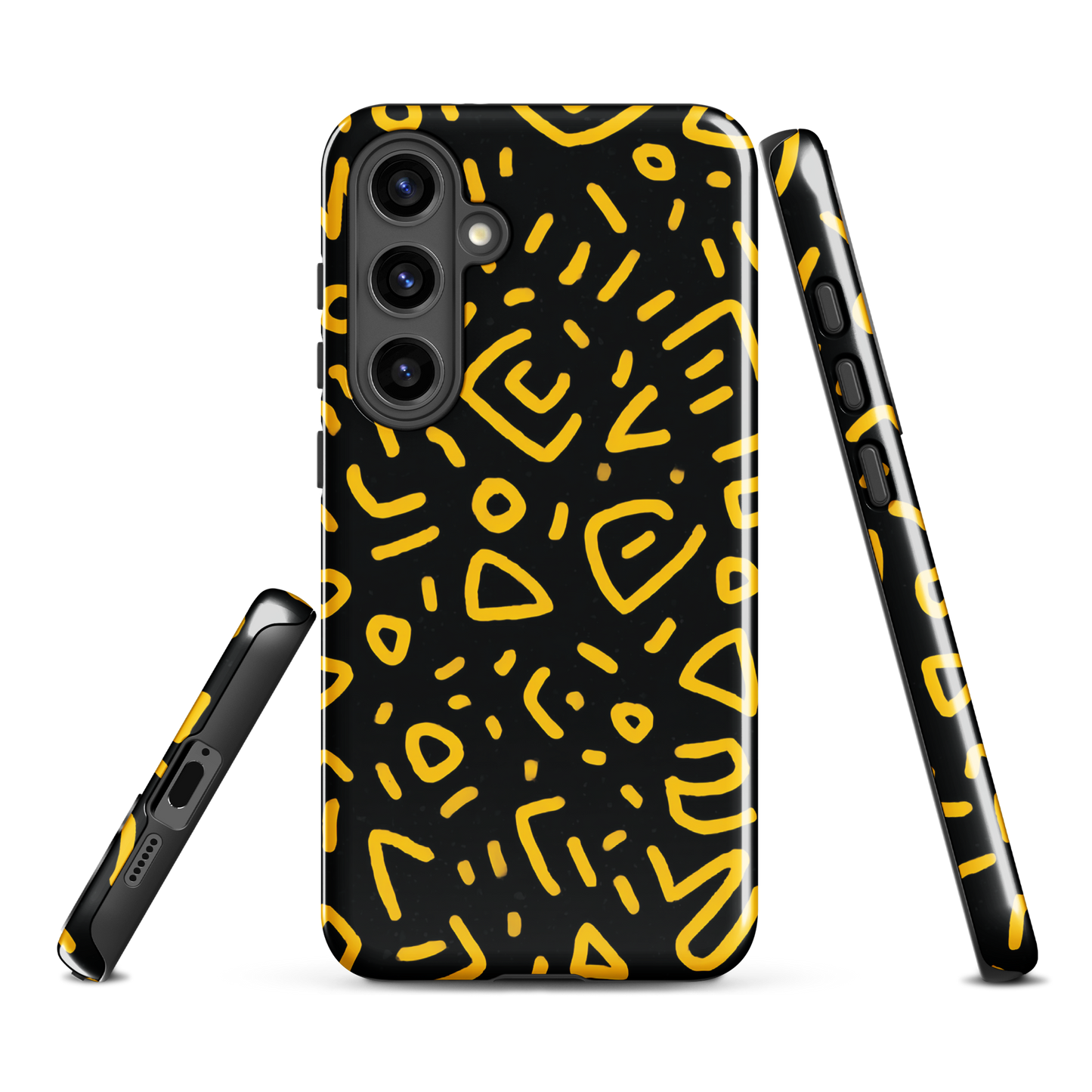 'Retro Scribbles' Samsung Galaxy S24 Plus tough phone case - protective glossy case NZ Australia