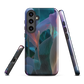 Ethereal abstract floral designer phone case in pastel pink, lilac and teal tones