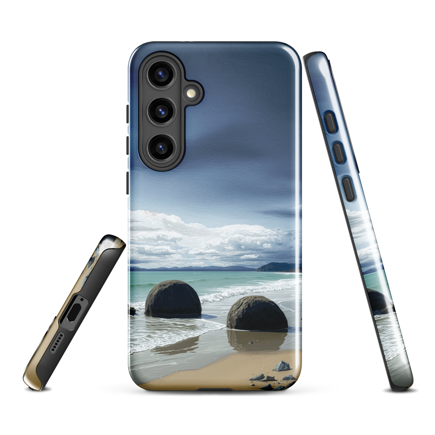 'Moeraki Boulders' Samsung Galaxy S24 Plus tough phone case - protective glossy case NZ Australia