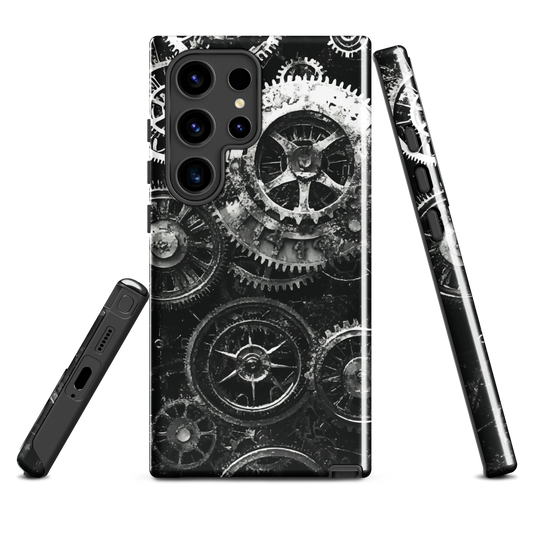 'Clockwork' phone case, a stunning fusion of gears, cogs, and vintage industrial charm. Inspired by the beauty of classic timepieces and steampunk aesthetics.