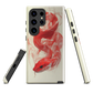 Phone case with red snake design on a cream background, coiled in smoky detail. Bold artwork by NZ designer Ben Hart.