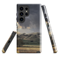 Designer phone case with NZ landscape painting of Te Hauke and cloudy skies by Ben Hart.