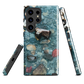 Washed Away designer phone case with abstract river stone artwork in earthy blues and natural tones.