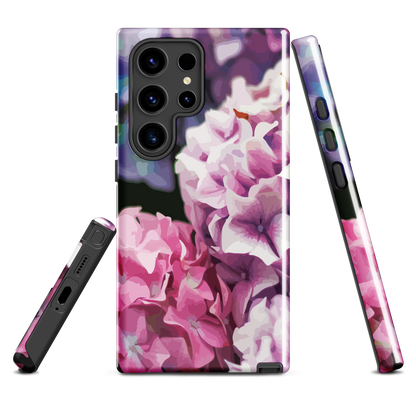 'Hydrangea' Samsung Galaxy S24 Ultra tough phone case - protective glossy case NZ Australia