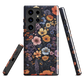 Phone case with colourful wildflowers on dark background, floral art design