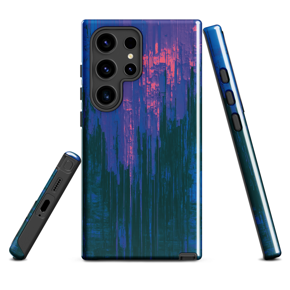 'Digital Glitch' Samsung Galaxy S24 Ultra tough phone case - protective glossy case NZ Australia