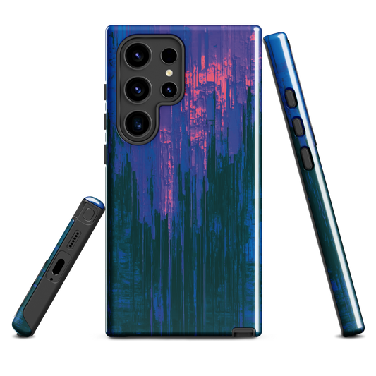 Digital Glitch Samsung case. This striking artwork features a dynamic distortion effect that mimics the visual chaos of a digital malfunction—glitchy lines, vibrant streaks, and pixel-like patterns merge into a futuristic aesthetic. It’s a perfect blend of modern design and edgy street style.
