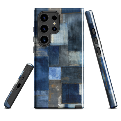 'Indigo Patchwork' Samsung Galaxy S24 Ultra tough phone case - protective glossy case NZ Australia