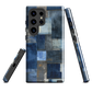 Indigo patchwork phone case | Textured blue design NZ