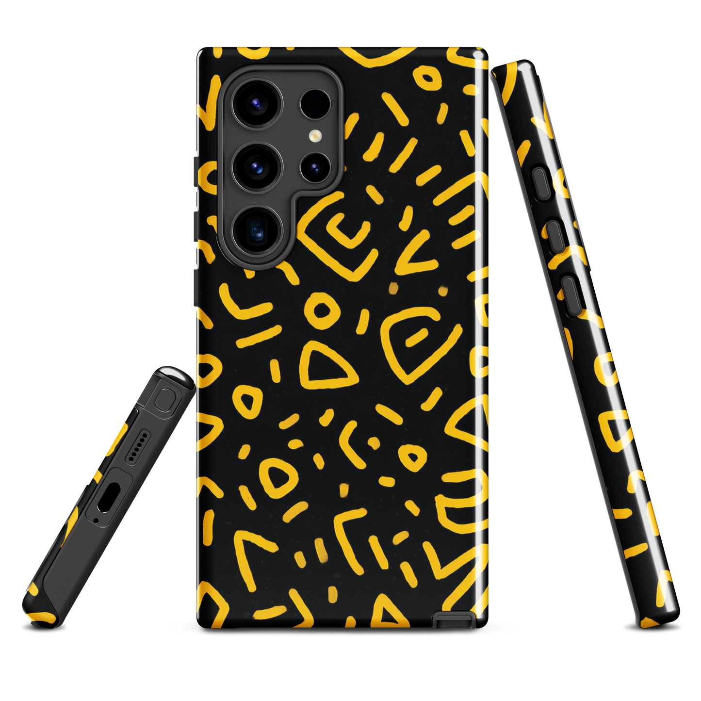 'Retro Scribbles' Samsung Galaxy S24 Ultra tough phone case - protective glossy case NZ Australia