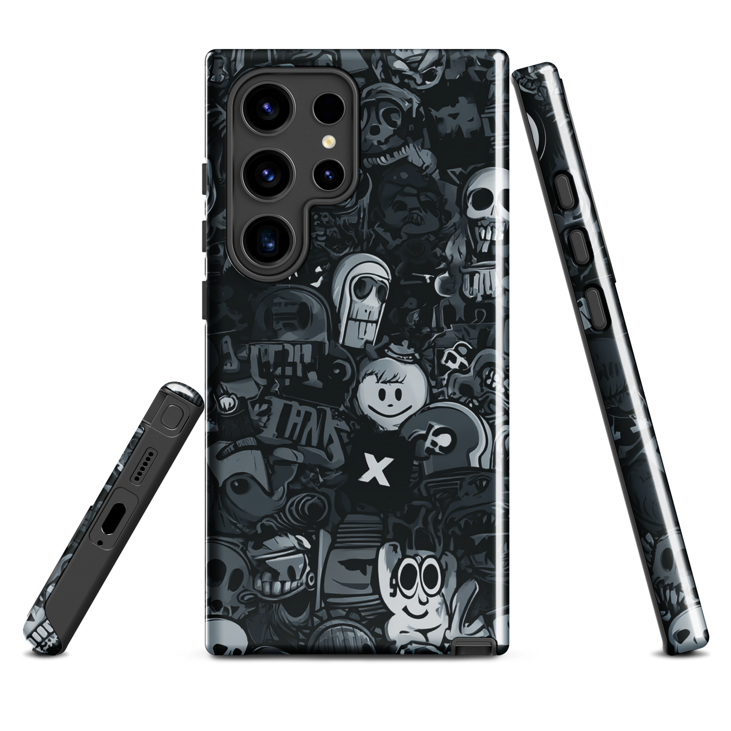 Midnight stickers phone case | Dark graphic collage NZ