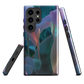 Ethereal abstract floral designer phone case in pastel pink, lilac and teal tones
