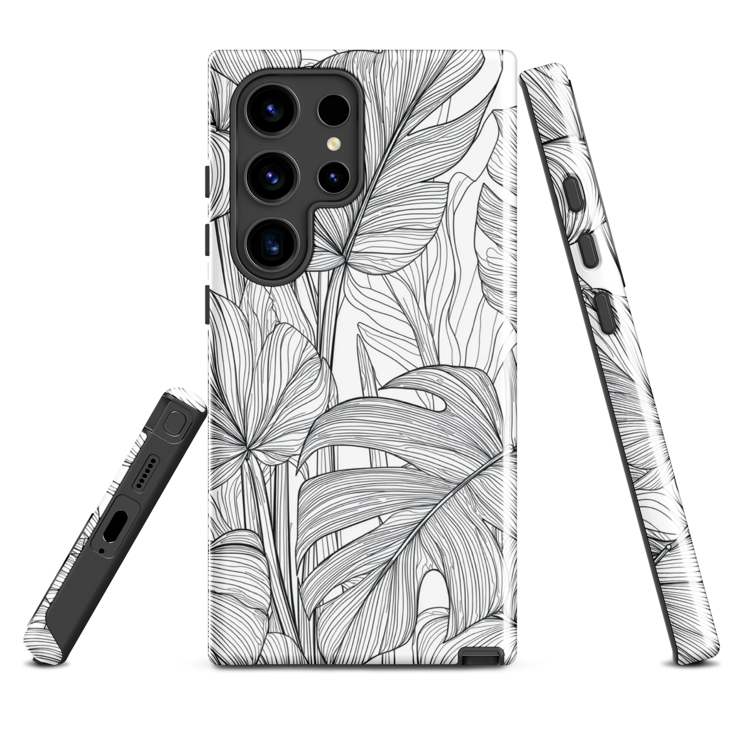 'Tropical Lines' Samsung Galaxy S24 Ultra tough phone case - protective glossy case NZ Australia