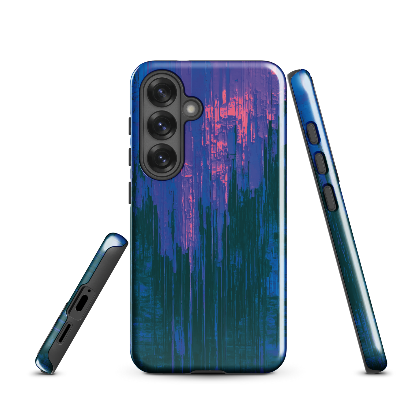 'Digital Glitch' Samsung Galaxy S25 tough phone case - protective glossy case NZ Australia