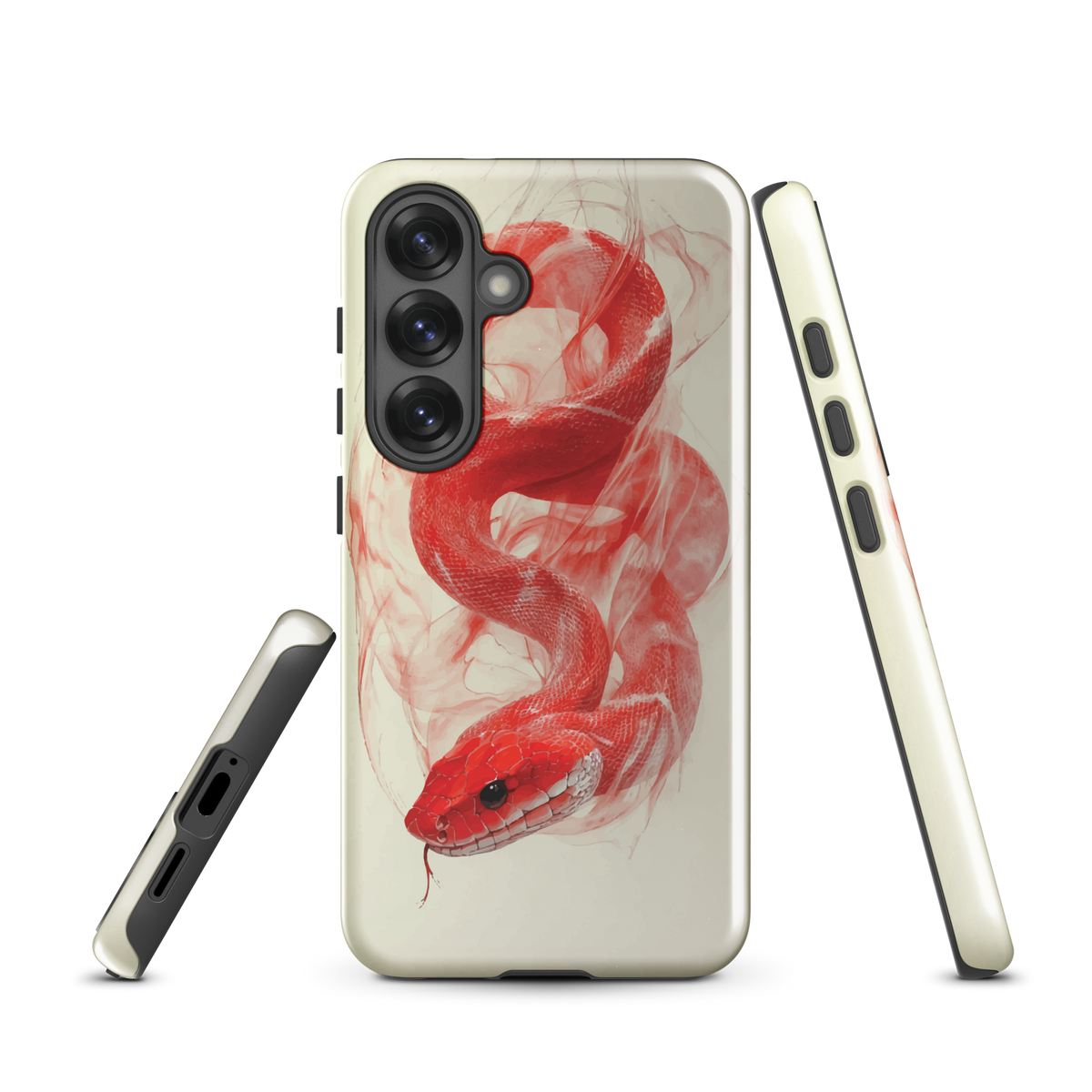 'Red Snake' Samsung Galaxy S25 tough phone case - protective glossy case NZ Australia