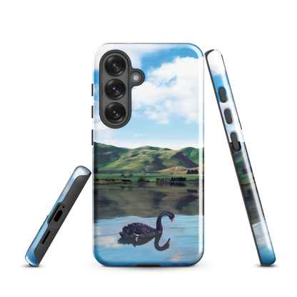 'Black Swan' Samsung Galaxy S25 tough phone case - protective glossy case NZ Australia