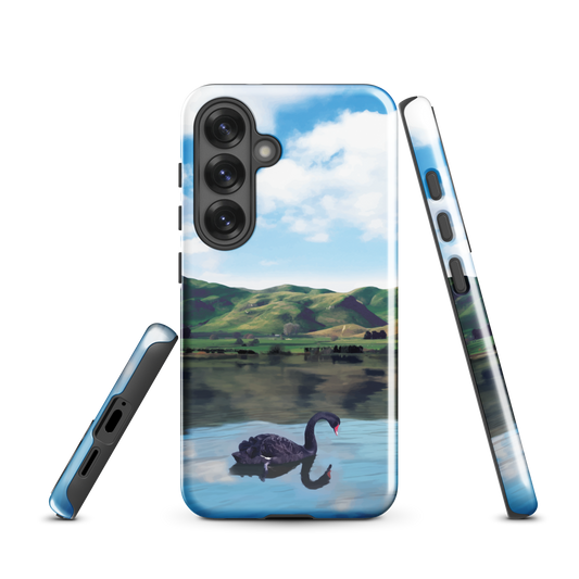 'Black Swan' Samsung Galaxy S25 tough phone case - protective glossy case NZ Australia