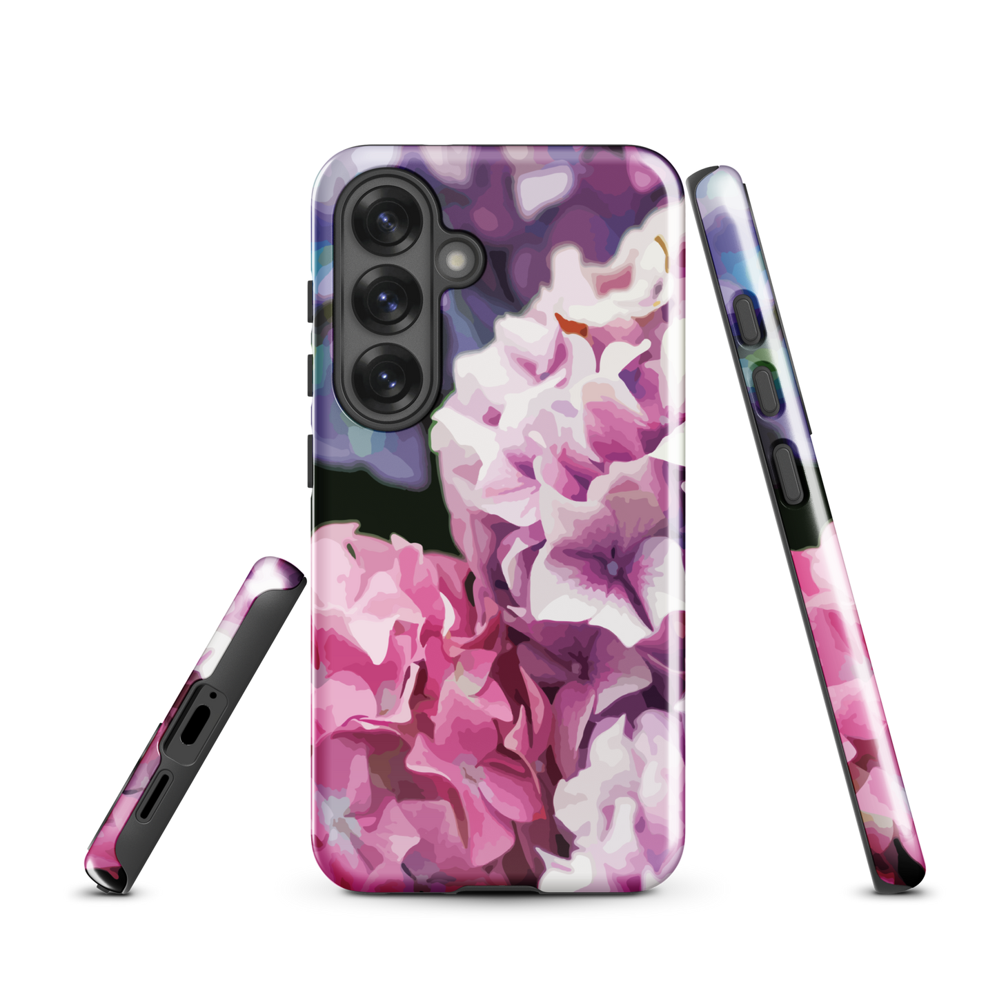 'Hydrangea' Samsung Galaxy S25 tough phone case - protective glossy case NZ Australia