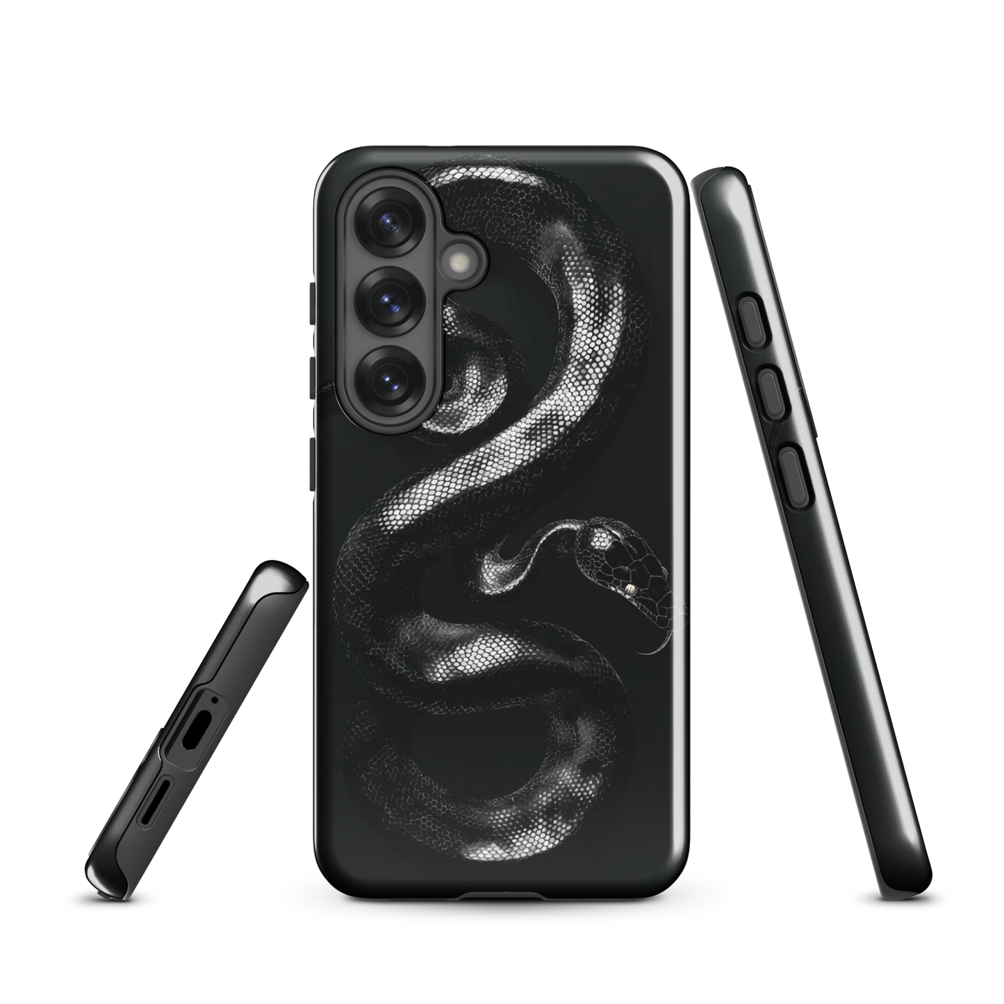 'Black Python' Samsung Galaxy S25 tough phone case - protective glossy case NZ Australia