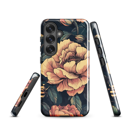 'Vintage Pink Roses' Samsung Galaxy S25 tough phone case - protective glossy case NZ Australia