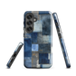 Indigo patchwork phone case | Textured blue design NZ