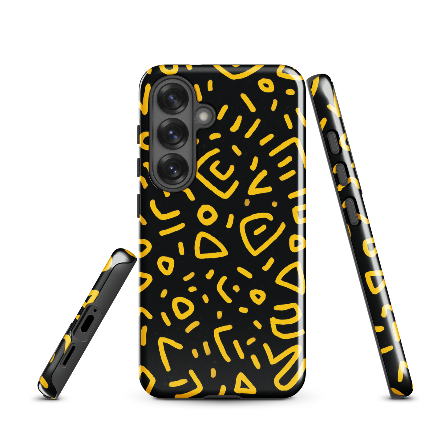 'Retro Scribbles' Samsung Galaxy S25 tough phone case - protective glossy case NZ Australia