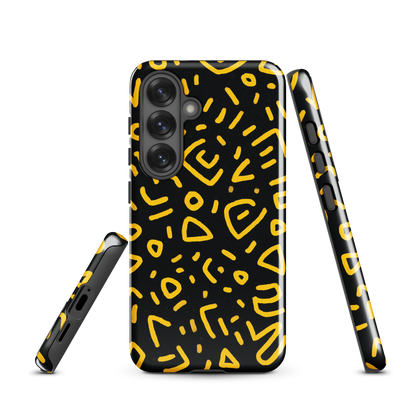 'Retro Scribbles' Samsung Galaxy S25 tough phone case - protective glossy case NZ Australia