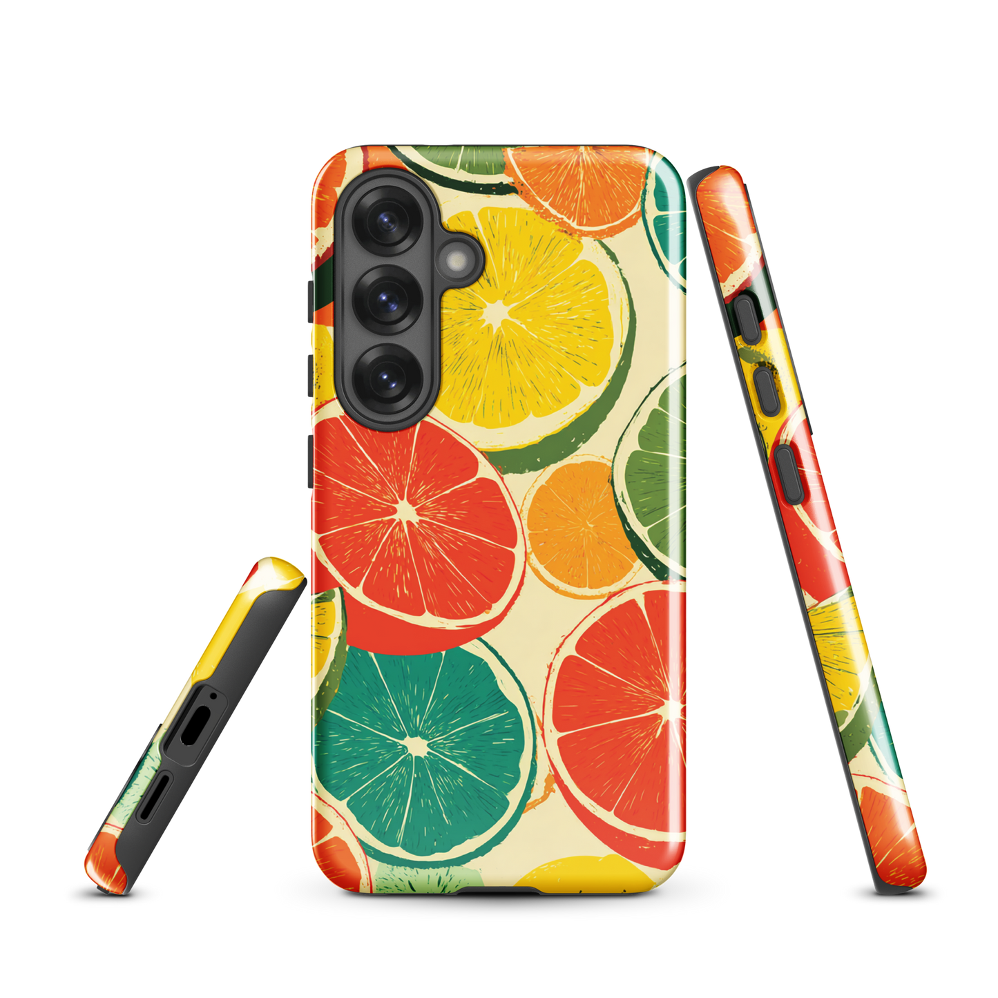 'Citrus Pop' Samsung Galaxy S25 tough phone case - protective glossy case NZ Australia