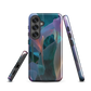 Ethereal abstract floral designer phone case in pastel pink, lilac and teal tones