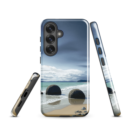 'Moeraki Boulders' Samsung Galaxy S25 tough phone case - protective glossy case NZ Australia