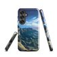 Te Mata Peak designer phone case with Hawke’s Bay cliffs, rolling green hills and dramatic swirling sky
