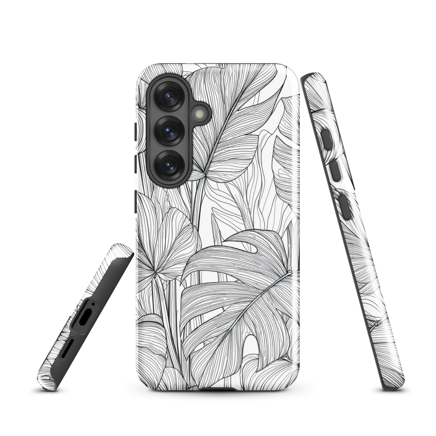 'Tropical Lines' Samsung Galaxy S25 tough phone case - protective glossy case NZ Australia