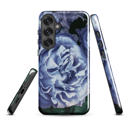'Blue Rose' Samsung Galaxy S25 Plus tough phone case - protective glossy case NZ Australia