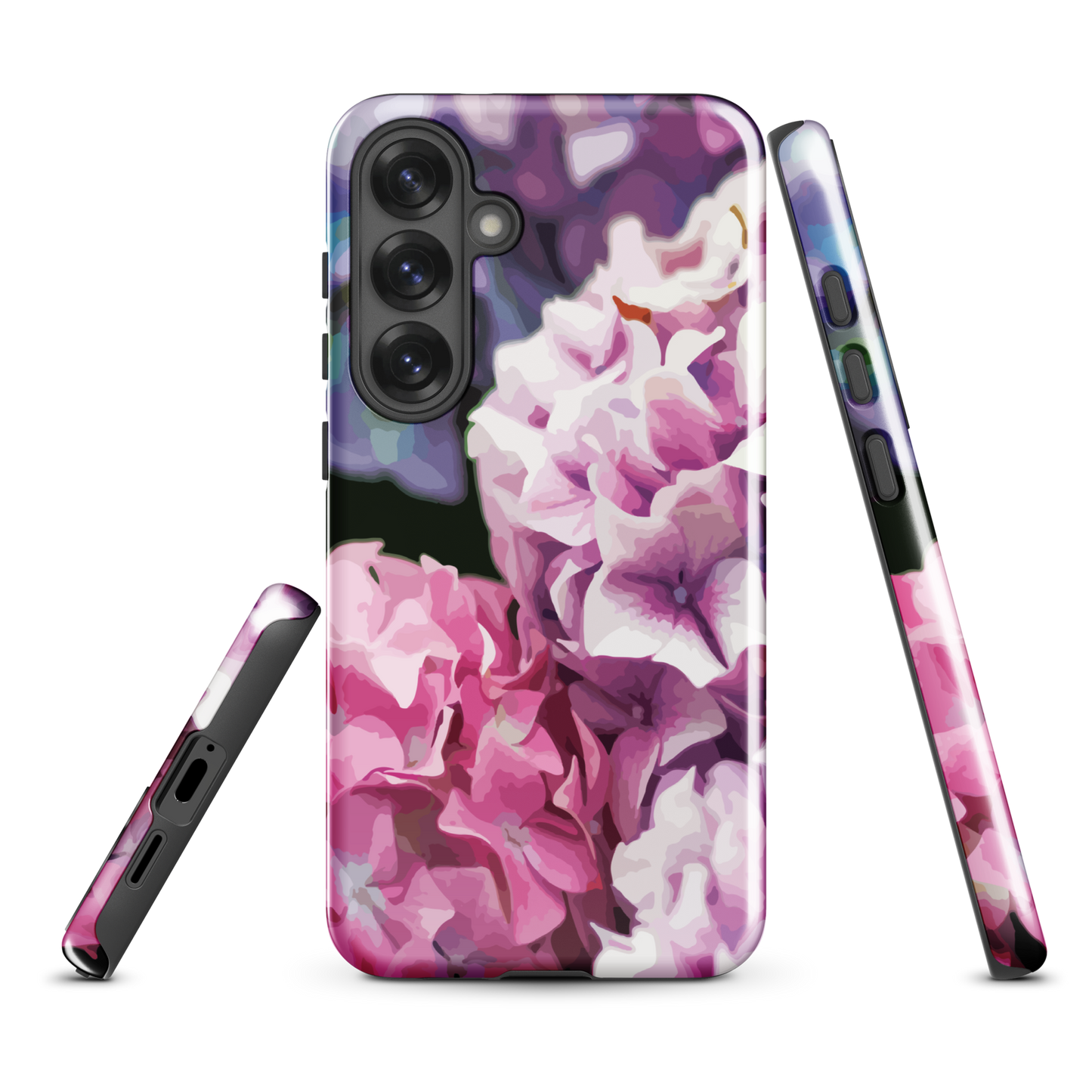 'Hydrangea' Samsung Galaxy S25 Plus tough phone case - protective glossy case NZ Australia