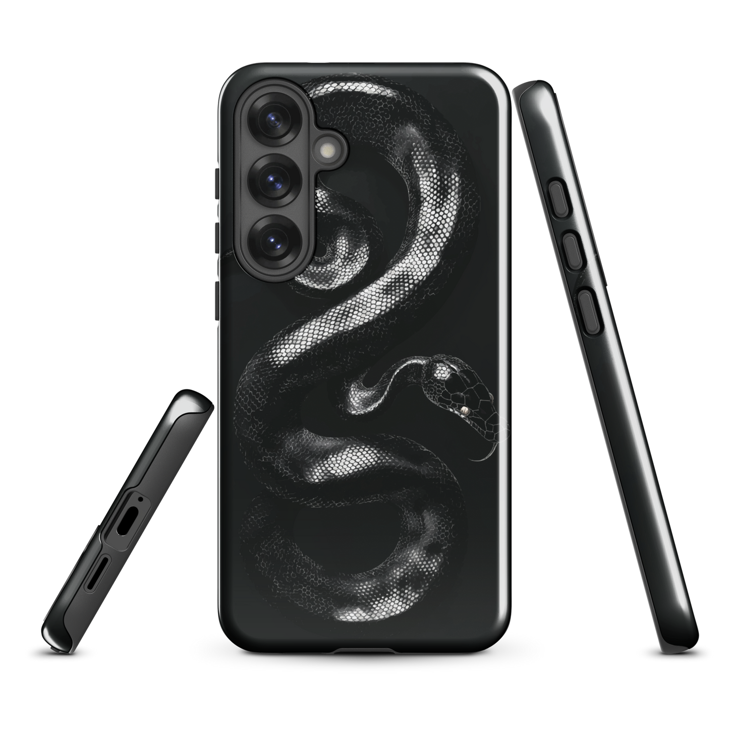 'Black Python' Samsung Galaxy S25 Plus tough phone case - protective glossy case NZ Australia