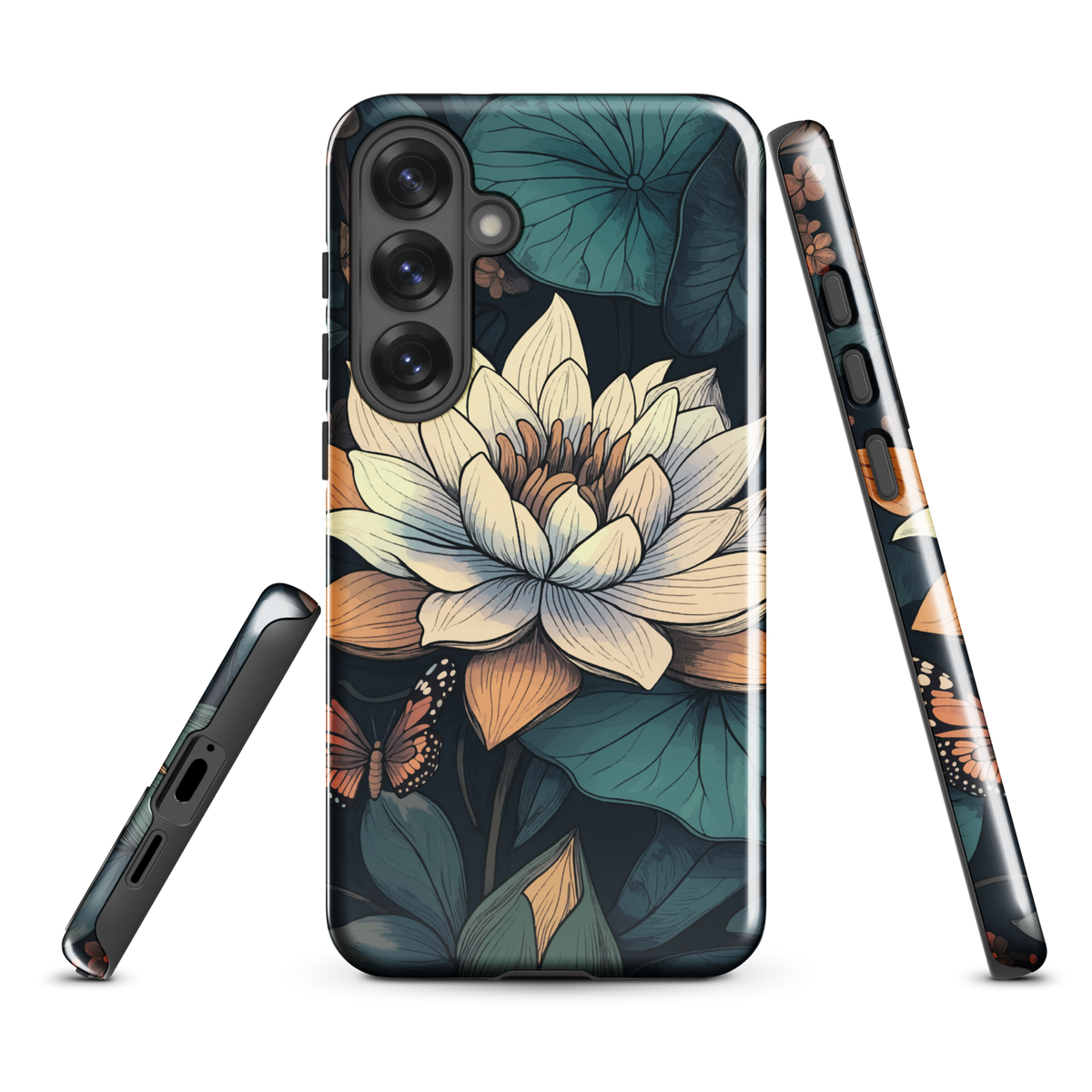 'Water Lily' Samsung Galaxy S25 Plus tough phone case - protective glossy case NZ Australia