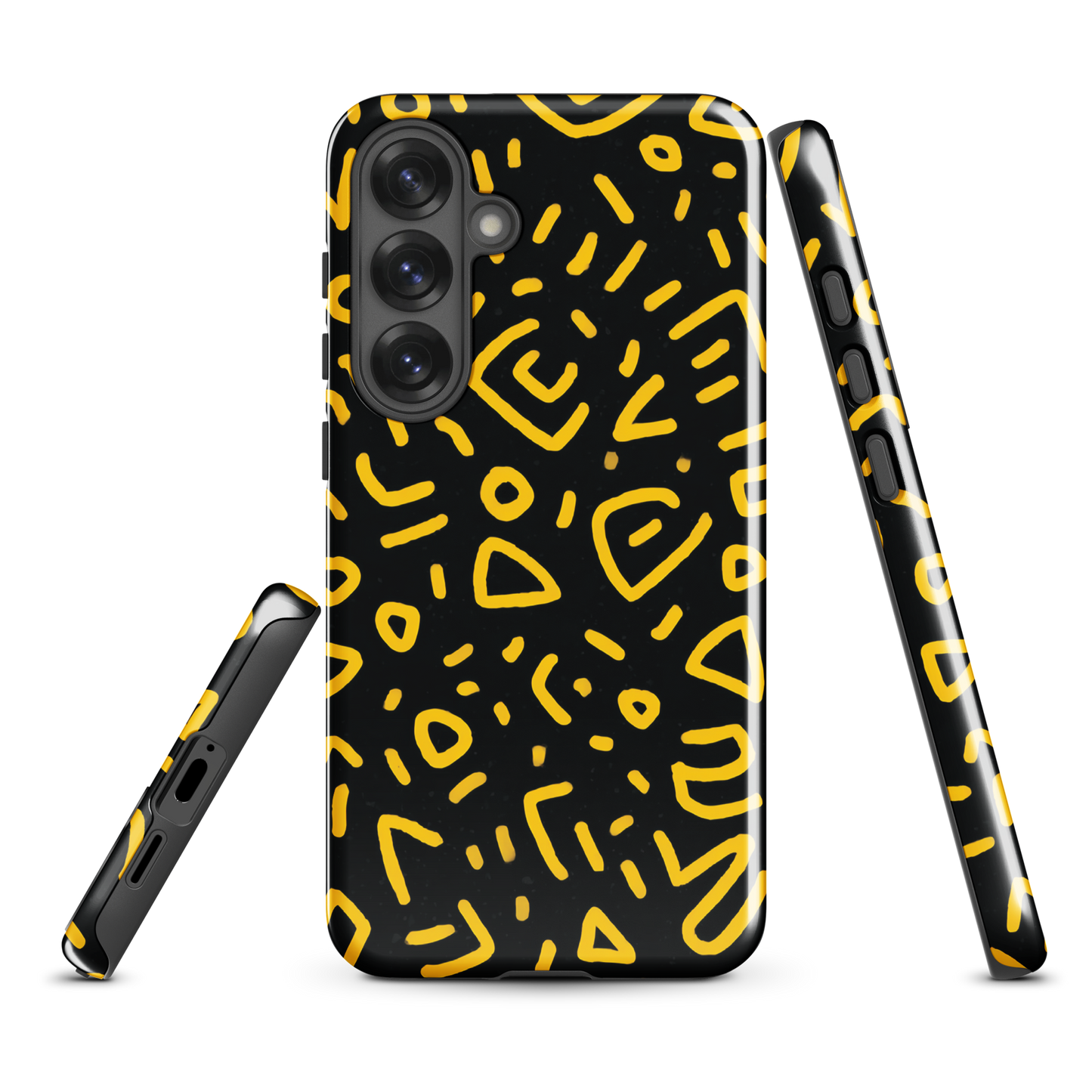 'Retro Scribbles' Samsung Galaxy S25 Plus tough phone case - protective glossy case NZ Australia