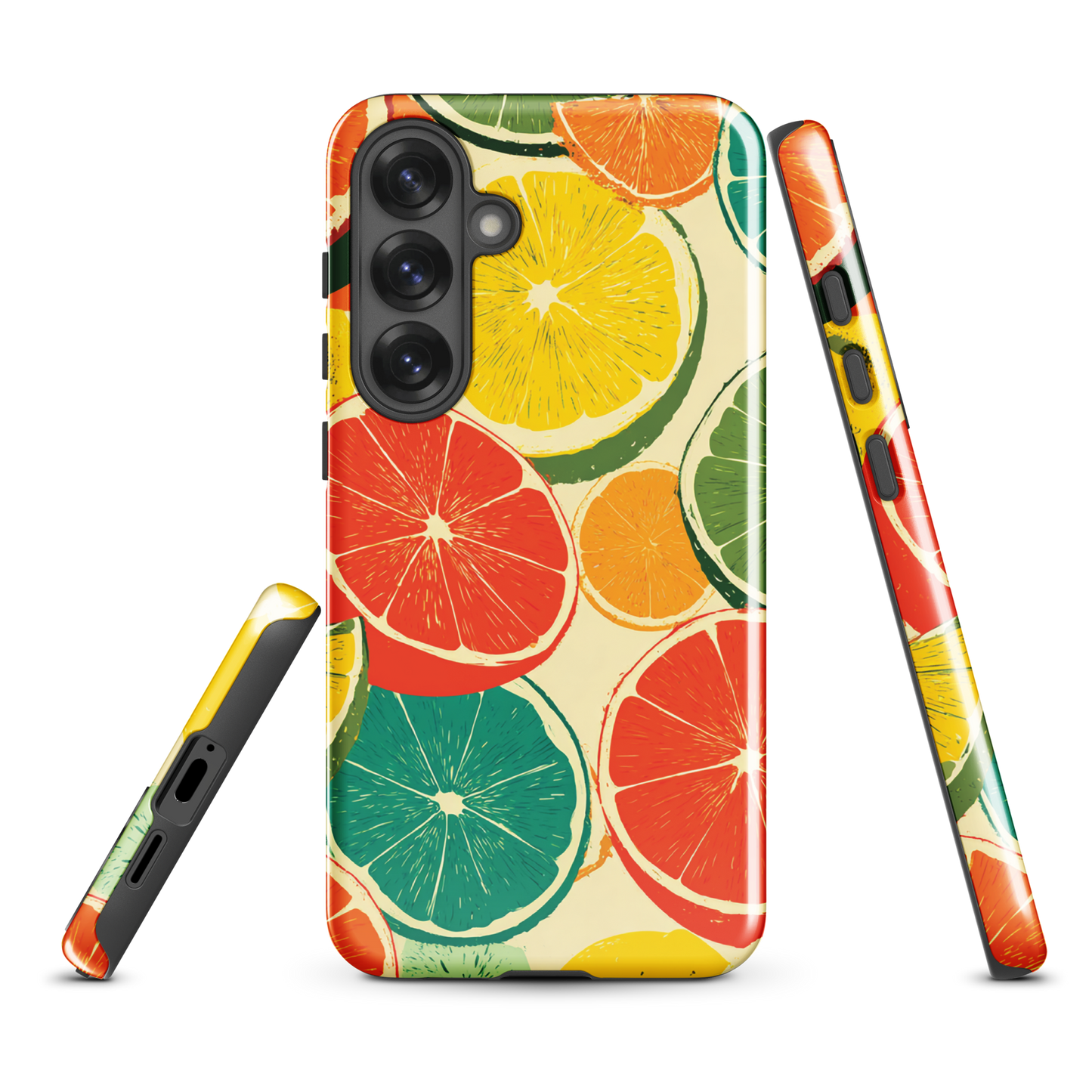 'Citrus Pop' Samsung Galaxy S25 Plus tough phone case - protective glossy case NZ Australia