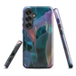 Ethereal abstract floral designer phone case in pastel pink, lilac and teal tones