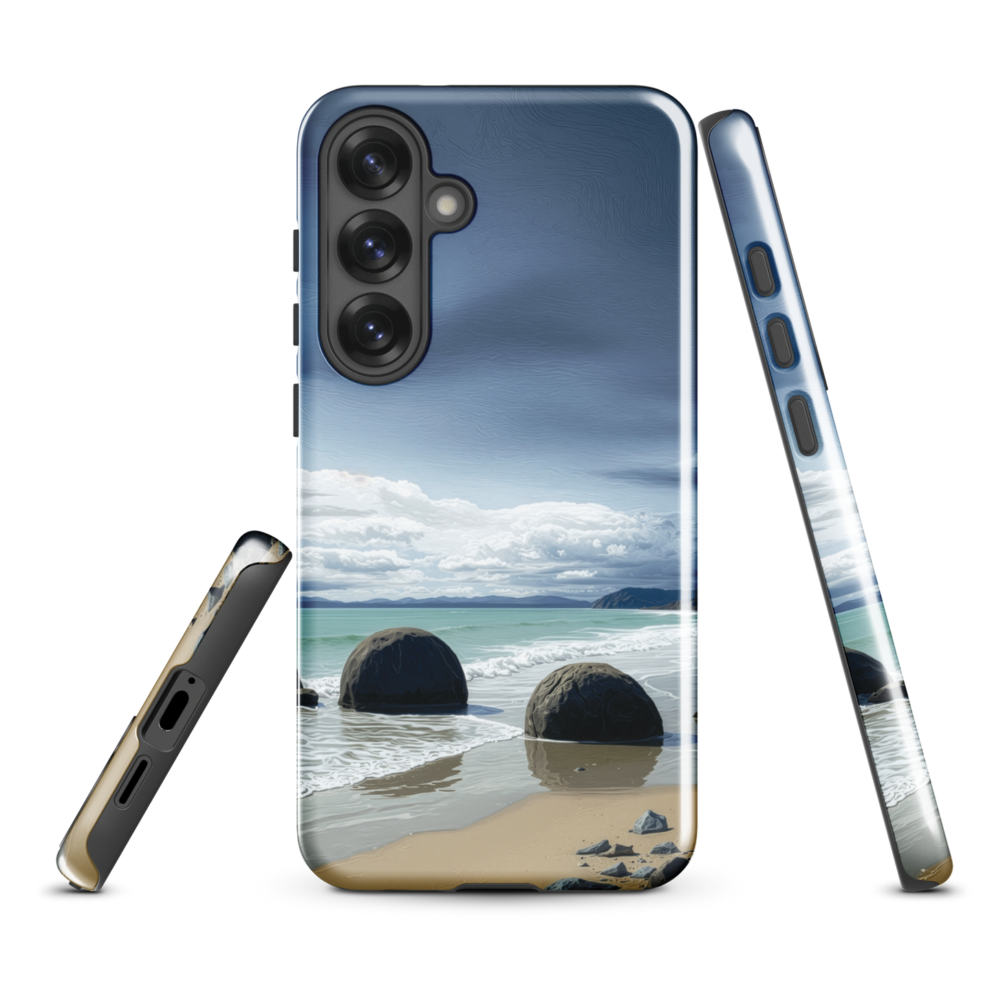 'Moeraki Boulders' Samsung Galaxy S25 Plus tough phone case - protective glossy case NZ Australia