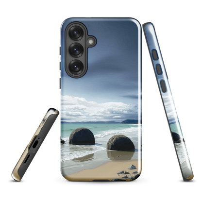 'Moeraki Boulders' Samsung Galaxy S25 Plus tough phone case - protective glossy case NZ Australia