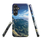 Te Mata Peak designer phone case with Hawke’s Bay cliffs, rolling green hills and dramatic swirling sky