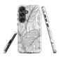 Minimal black and white tropical leaf designer phone case with detailed botanical line art