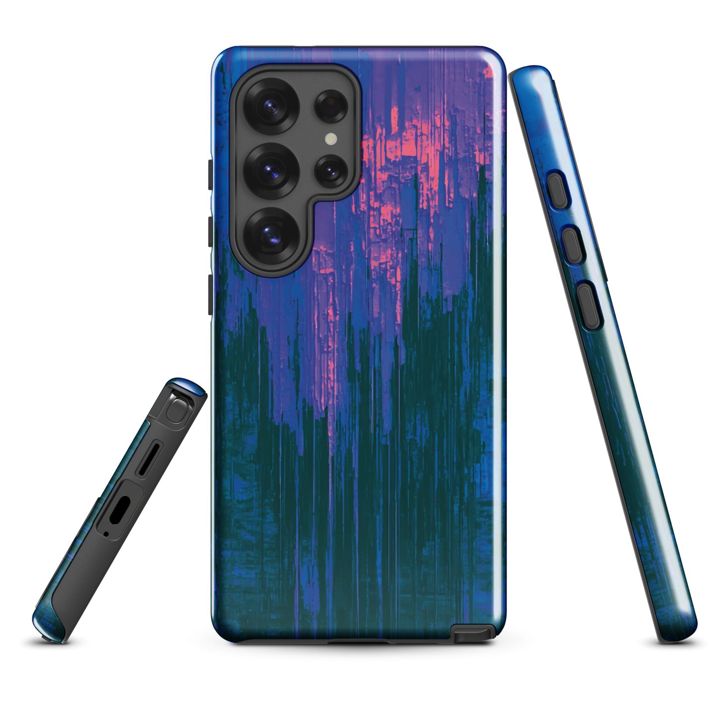 'Digital Glitch' Samsung Galaxy S25 Ultra tough phone case - protective glossy case NZ Australia