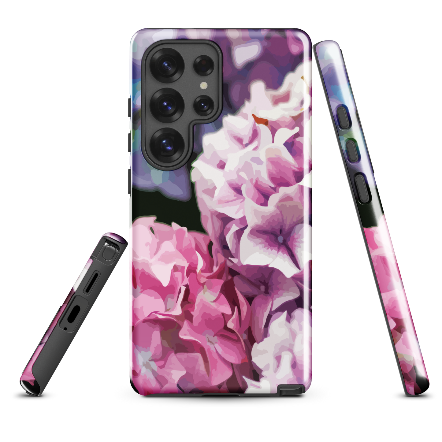 'Hydrangea' Samsung Galaxy S25 Ultra tough phone case - protective glossy case NZ Australia