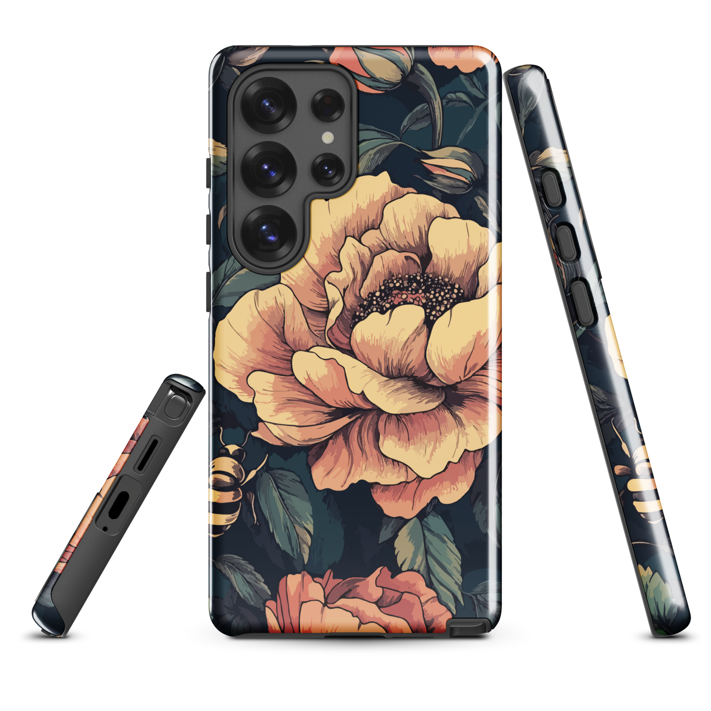 'Vintage Pink Roses' Samsung Galaxy S25 Ultra tough phone case - protective glossy case NZ Australia