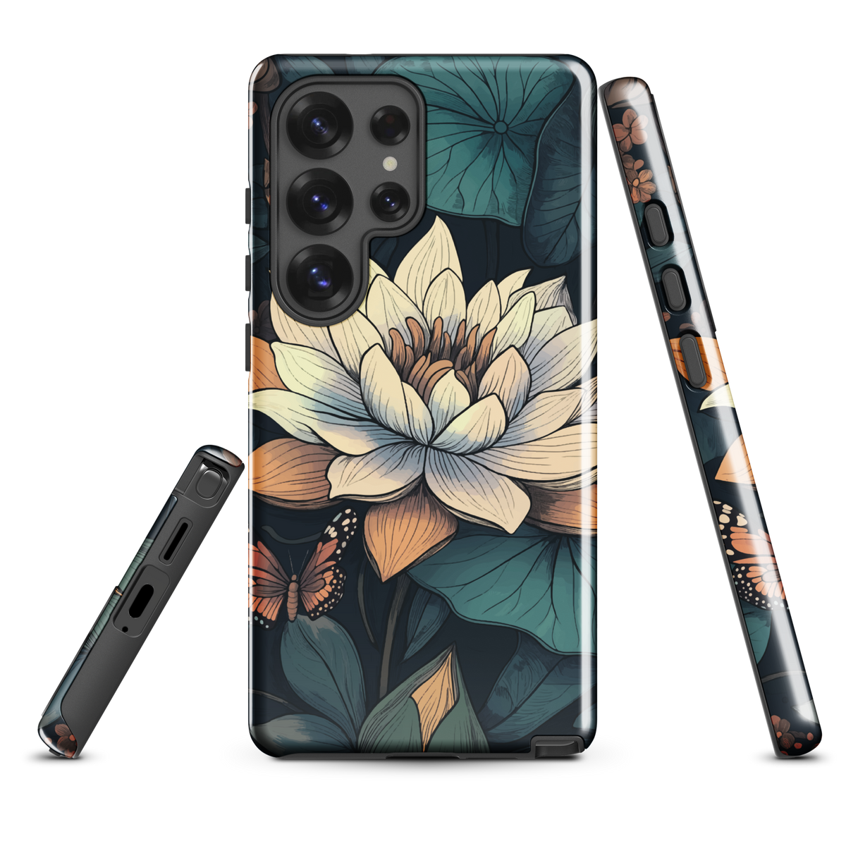 'Water Lily' Samsung Galaxy S25 Ultra tough phone case - protective glossy case NZ Australia